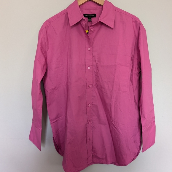 Banana Republic Casual Button Down Shirt Oversized BNWT Fuschia 100% Cotton - Picture 5 of 12